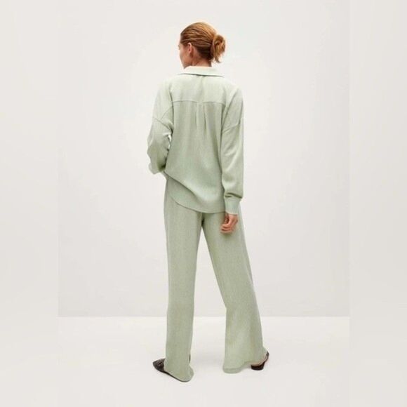 Mango Straight Lyocell Pants Pastel Green - Picture 6 of 12